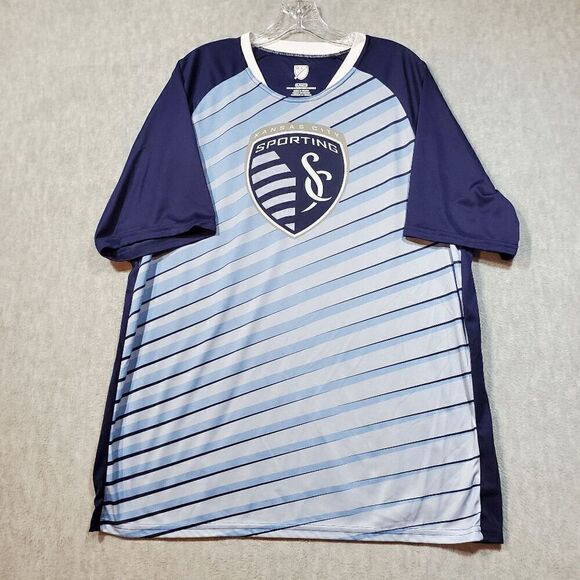 Sporting Kansas City Jersey Men XL Blue MLS Soccer Round Neck Pullover Vtg - Picture 1 of 7